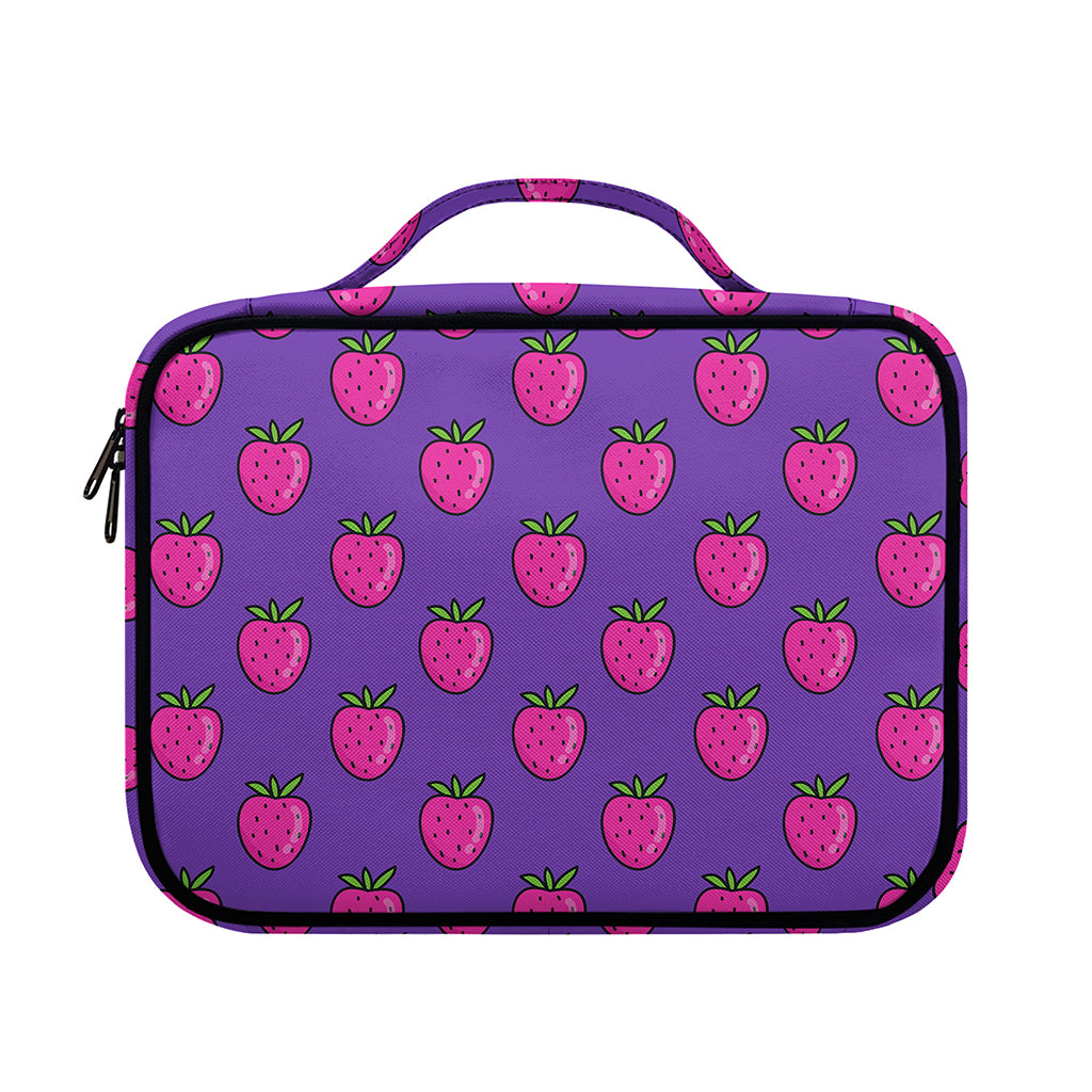 Purple Strawberry Pattern Print Briefcase Bible Bag