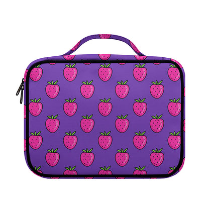 Purple Strawberry Pattern Print Briefcase Bible Bag