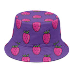 Purple Strawberry Pattern Print Bucket Hat