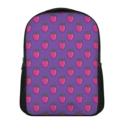 Purple Strawberry Pattern Print Casual Backpack