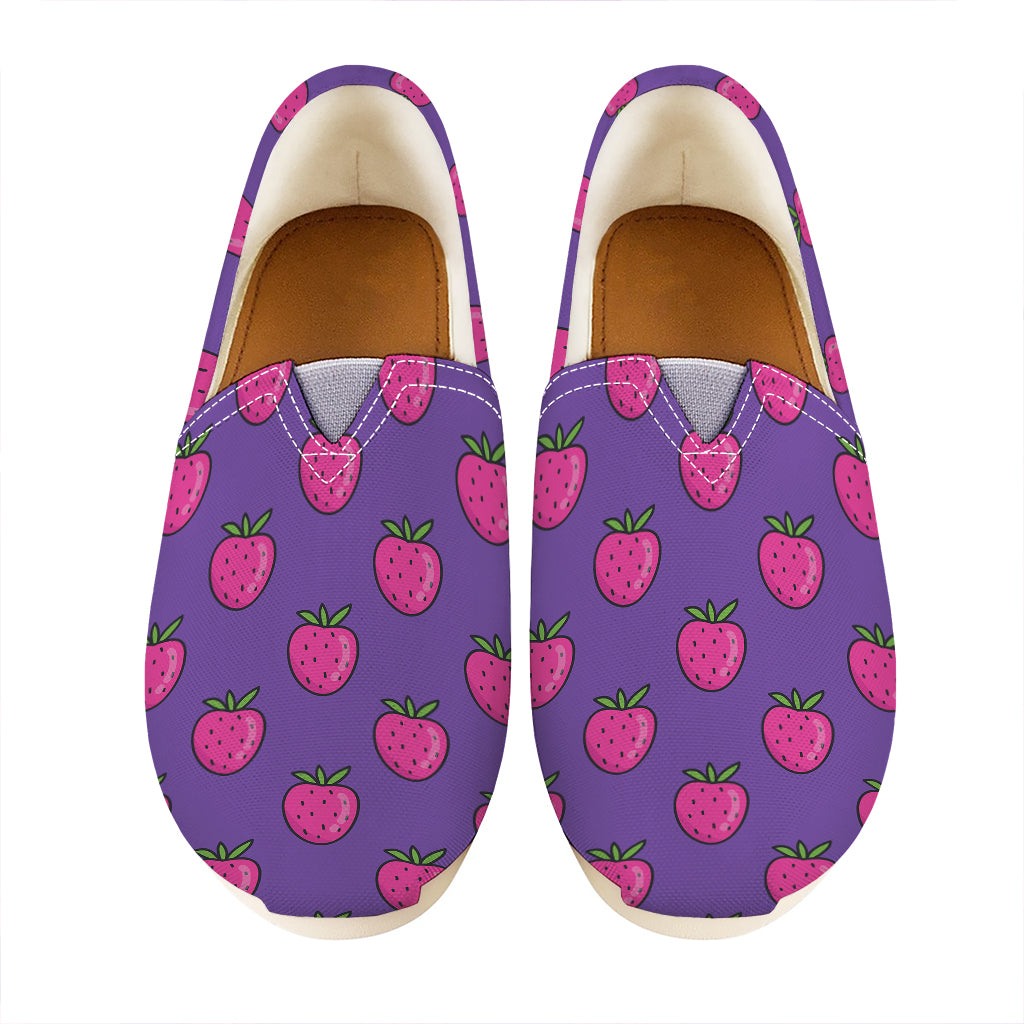 Purple Strawberry Pattern Print Casual Shoes