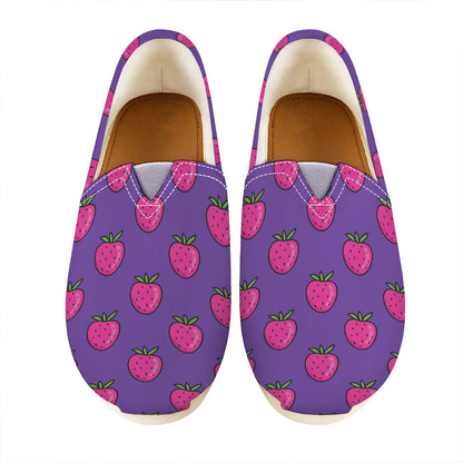 Purple Strawberry Pattern Print Casual Shoes