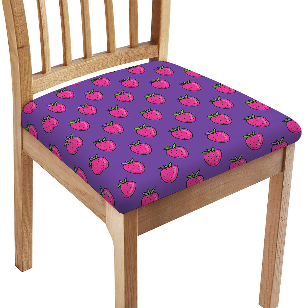 Purple Strawberry Pattern Print Chair Cushion Cover