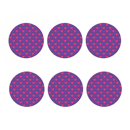 Purple Strawberry Pattern Print Coaster Set