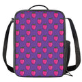 Purple Strawberry Pattern Print Crossbody Lunch Bag