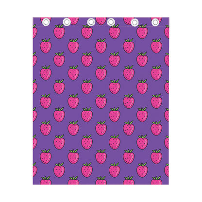 Purple Strawberry Pattern Print Curtain