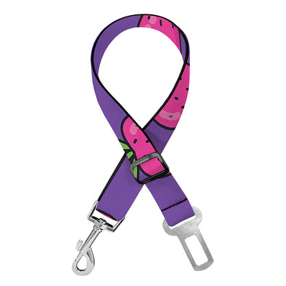 Purple Strawberry Pattern Print Dog Seat Belt