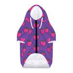 Purple Strawberry Pattern Print Dog Zip Up Hoodie
