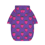 Purple Strawberry Pattern Print Dog Zip Up Hoodie