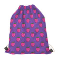 Purple Strawberry Pattern Print Drawstring Bag