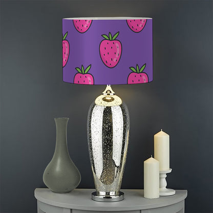 Purple Strawberry Pattern Print Drum Lamp Shade