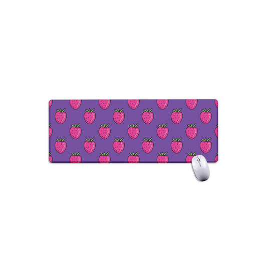 Purple Strawberry Pattern Print Extended Mouse Pad
