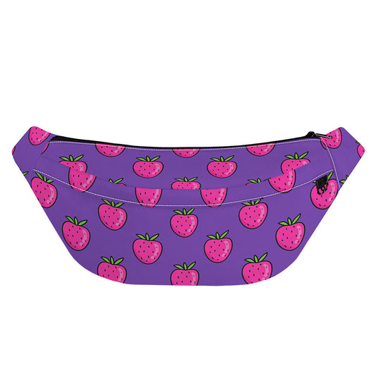 Purple Strawberry Pattern Print Fanny Pack