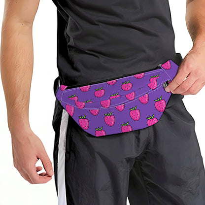 Purple Strawberry Pattern Print Fanny Pack