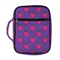 Purple Strawberry Pattern Print Front Pocket Bible Bag