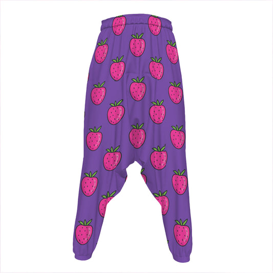 Purple Strawberry Pattern Print Hammer Pants
