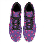 Purple Strawberry Pattern Print High Top Leather Sneakers
