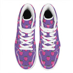 Purple Strawberry Pattern Print High Top Leather Sneakers