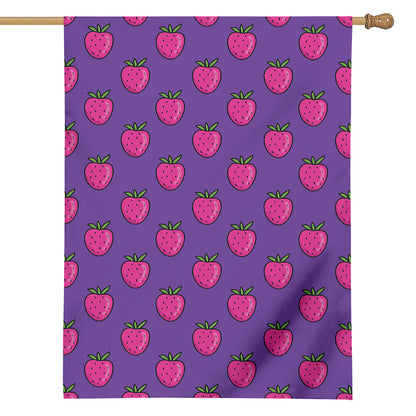 Purple Strawberry Pattern Print House Flag