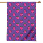 Purple Strawberry Pattern Print House Flag