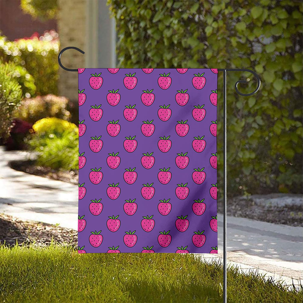 Purple Strawberry Pattern Print House Flag