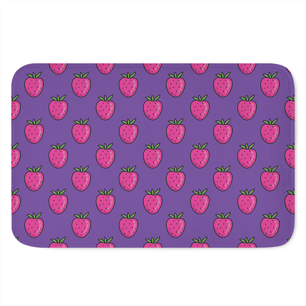 Purple Strawberry Pattern Print Indoor Door Mat