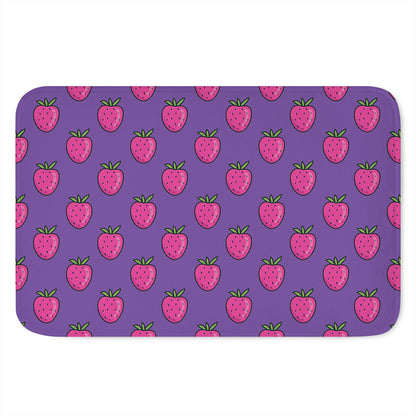 Purple Strawberry Pattern Print Indoor Door Mat