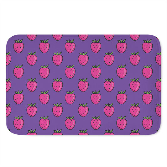 Purple Strawberry Pattern Print Indoor Door Mat