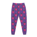 Purple Strawberry Pattern Print Jogger Pants