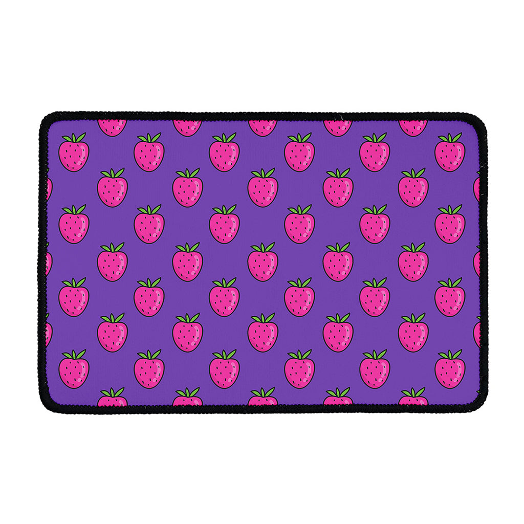 Purple Strawberry Pattern Print Kitchen Mat
