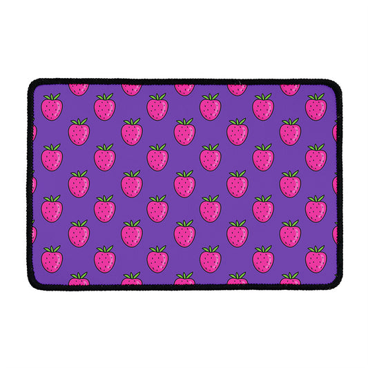 Purple Strawberry Pattern Print Kitchen Mat