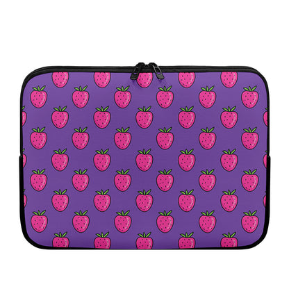 Purple Strawberry Pattern Print Laptop Sleeve