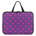 Purple Strawberry Pattern Print Laptop Sleeve With Handle