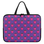 Purple Strawberry Pattern Print Laptop Sleeve With Handle