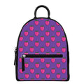 Purple Strawberry Pattern Print Leather Backpack