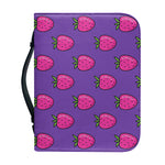 Purple Strawberry Pattern Print Leather Bible Cover