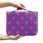 Purple Strawberry Pattern Print Leather Bible Cover