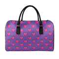Purple Strawberry Pattern Print Leather Duffel Bag