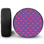 Purple Strawberry Pattern Print Leather Spare Tire Cover