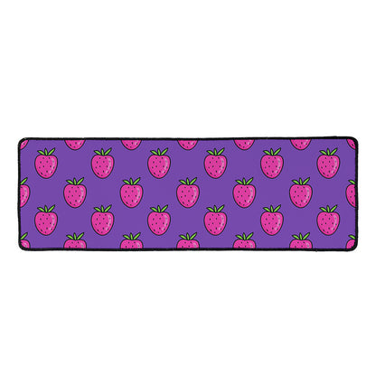 Purple Strawberry Pattern Print Long Kitchen Mat