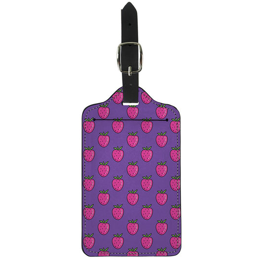 Purple Strawberry Pattern Print Luggage Tag