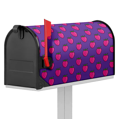 Purple Strawberry Pattern Print Mailbox Cover