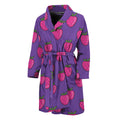 Purple Strawberry Pattern Print Men's Bathrobe