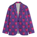 Purple Strawberry Pattern Print Men's Blazer