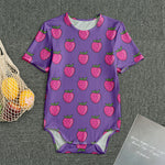 Purple Strawberry Pattern Print Men's Bodysuit