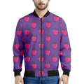 Purple Strawberry Pattern Print Men's Bomber Jacket
