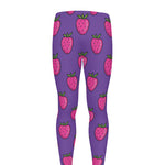 Purple Strawberry Pattern Print Men's leggings