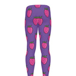 Purple Strawberry Pattern Print Men's leggings