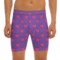 Purple Strawberry Pattern Print Men's Long Boxer Briefs