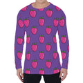 Purple Strawberry Pattern Print Men's Long Sleeve T-Shirt